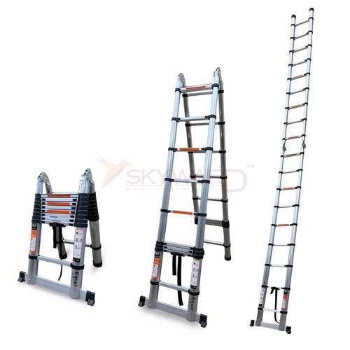 Model No. 192 Aluminium Double Telescopic Ladder for Home, Warehouse and Industrial Access Use, Professional Extendable Ladder for Maintenance, Repair, Storage and Contractor Tasks 